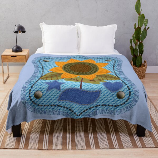 Item preview, Blue Jean Sunflower Patch designed and sold by LanaDevon.