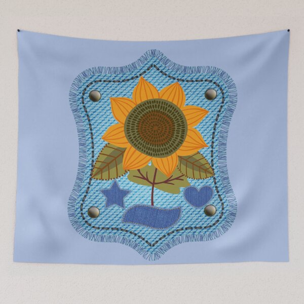 Item preview, Blue Jean Sunflower Patch designed and sold by LanaDevon.