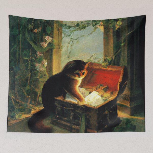 Item preview, Zemo the Cat, with a treasure chest (Romanticism) designed and sold by thecatandkettle.