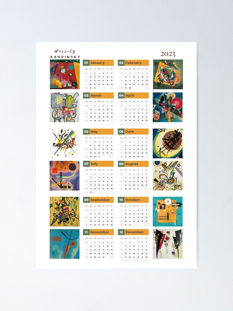 "Kandinsky Kalender 2023 ,Einseitiger Wandkalender 2023 , Wassily