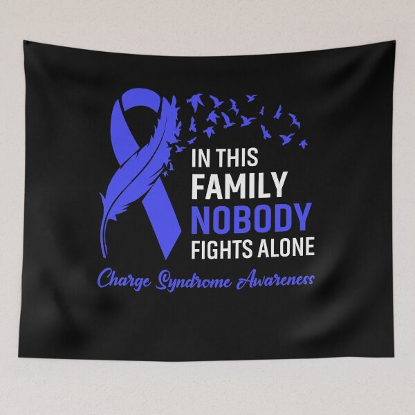 Item preview, In This Family Nobody Fights Alone Charge Syndrome Awareness Feather Ribbon designed and sold by frechettee.