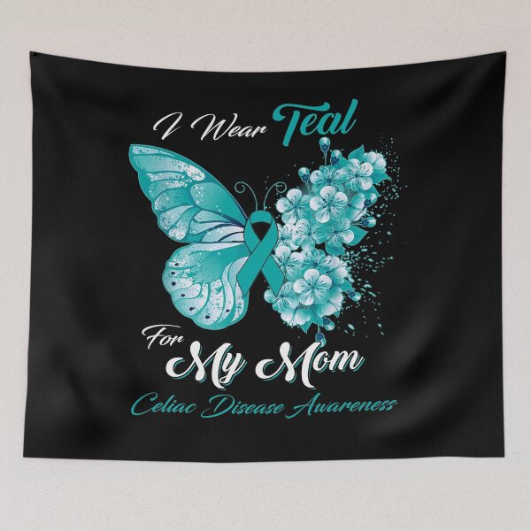 Item preview, I Wear Teal For My Mom Celiac Disease Awareness Butterfly Ribbon Gifts designed and sold by Adropine.