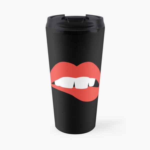 Biting the Lower Red Lip Travel Coffee Mug