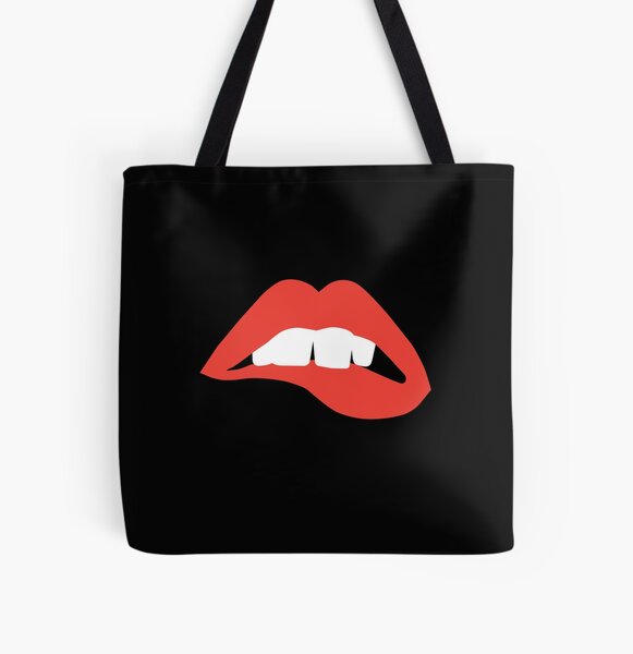 Biting the Lower Red Lip All Over Print Tote Bag