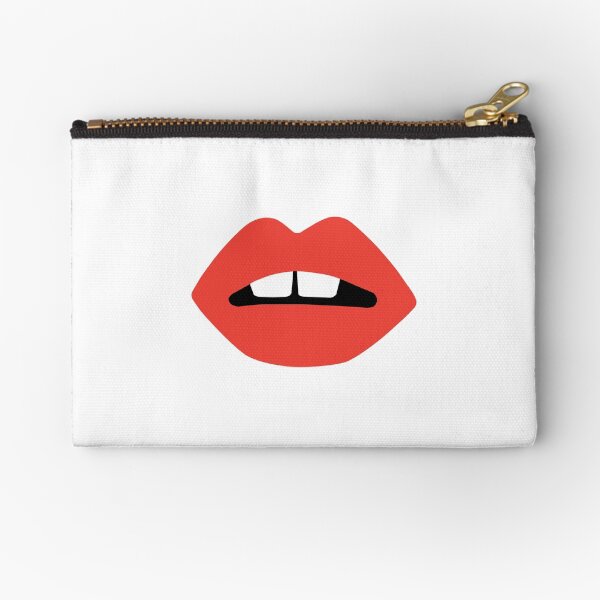 Bright Red Lips with Gapped White Teeth Zipper Pouch