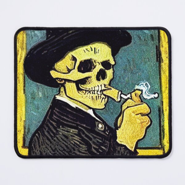 Item preview, Smoking skull portrait paint designed and sold by FineArtLoverr.