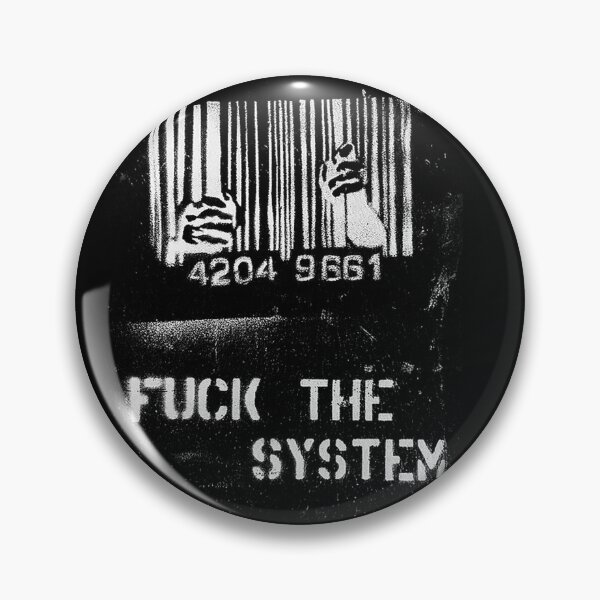 Item preview, FUCK THE SYSTEM! Cool and Funny Wrecked Punk Tshirt Barcode Jail designed and sold by DRK7DSGN.