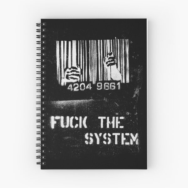 Item preview, FUCK THE SYSTEM! Cool and Funny Wrecked Punk Tshirt Barcode Jail designed and sold by DRK7DSGN.