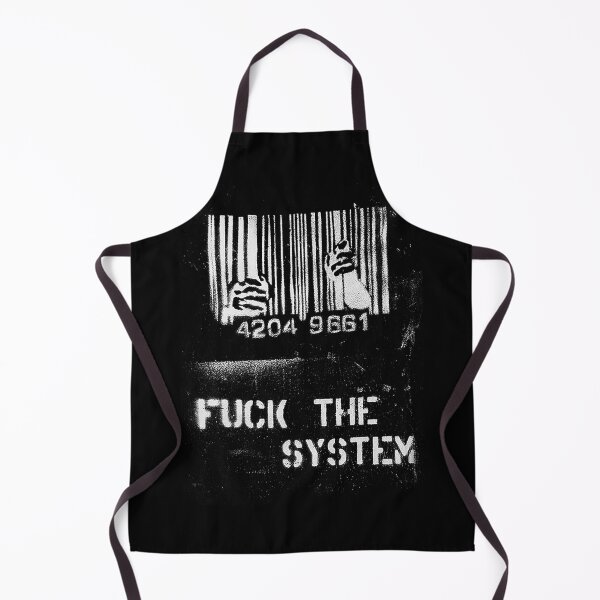 Item preview, FUCK THE SYSTEM! Cool and Funny Wrecked Punk Tshirt Barcode Jail designed and sold by DRK7DSGN.