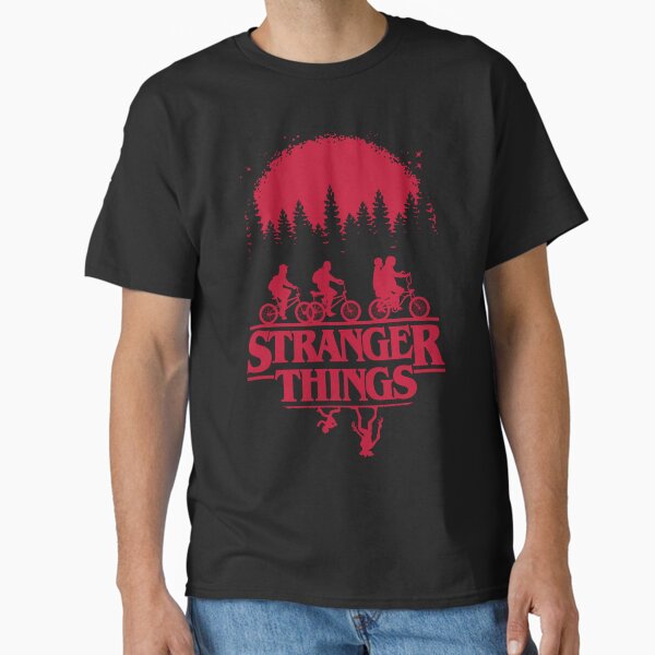 Item preview, Stranger Things Group Shot Bike Ride Upside Down Silhouette designed and sold by FifthSun.