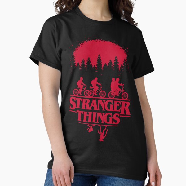 Item preview, Stranger Things Group Shot Bike Ride Upside Down Silhouette designed and sold by FifthSun.