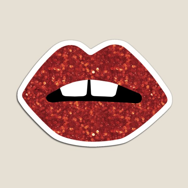 Glittery Red Lips with Gapped White Teeth Magnet