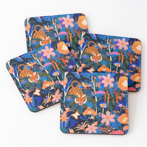 Item preview, Tiger at Night screen print designed and sold by ParrotPartyArt.