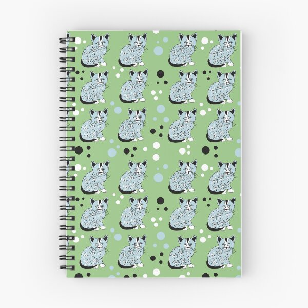 Item preview, Blue Kitten in Mod Floral Pyjamas on Green designed and sold by MausieDesigns.