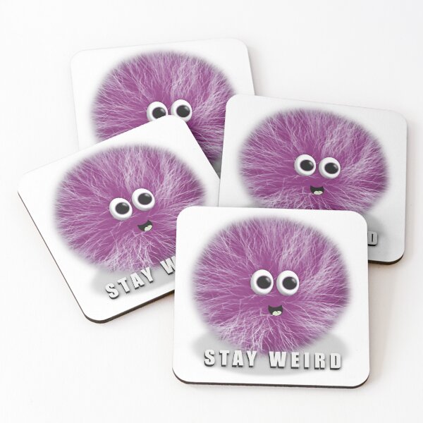 Item preview, Stay Weird, Magenta Fuzzball Character, Funny Quote designed and sold by cherdoodles.