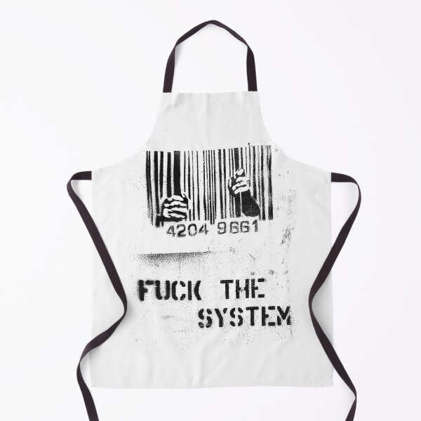 Item preview, FUCK THE SYSTEM! Cool and Funny Wrecked Punk Tshirt Barcode Jail BLACK designed and sold by DRK7DSGN.