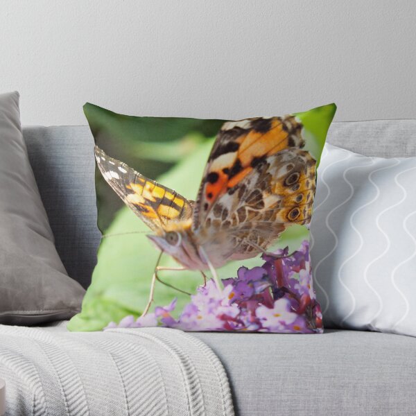 Painted Lady Butterfly Throw Pillow