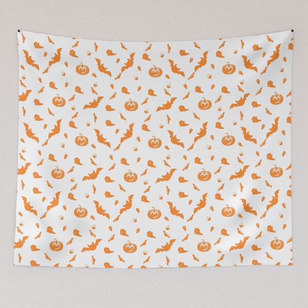 Item preview, Spooky orange bats, jack-o-lanterns, potions, ghosts Halloween Print orange designed and sold by Scarletdragonflyco ?????.