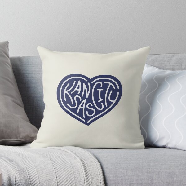 LOVE KC (dark blue x white) Throw Pillow