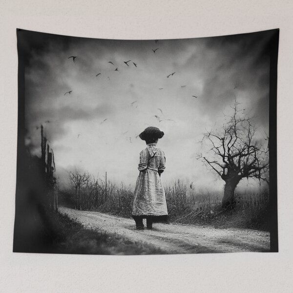Item preview, Creepy photo in the countryside with crows  A.I. generated designed and sold by JinxedMonster.