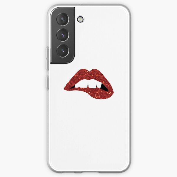 Glittery Red Lips Nibbling Bottom Lip with Gapped White Teeth Samsung Galaxy Soft Case