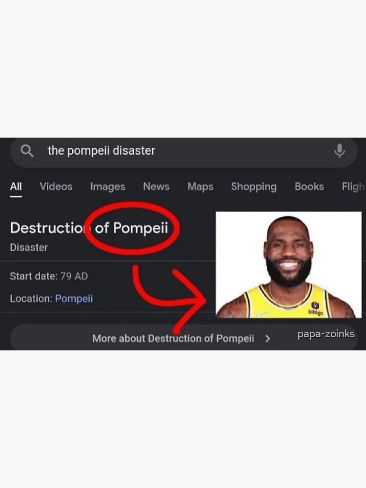 "of pompeii the bronze age lebron james meme" Sticker for Sale by papa