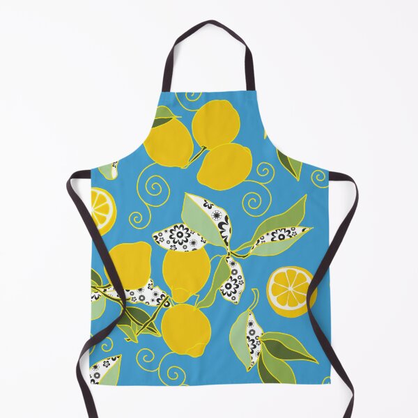Item preview, Luscious Yellow Lemons with Sky Blue Background designed and sold by MausieDesigns.