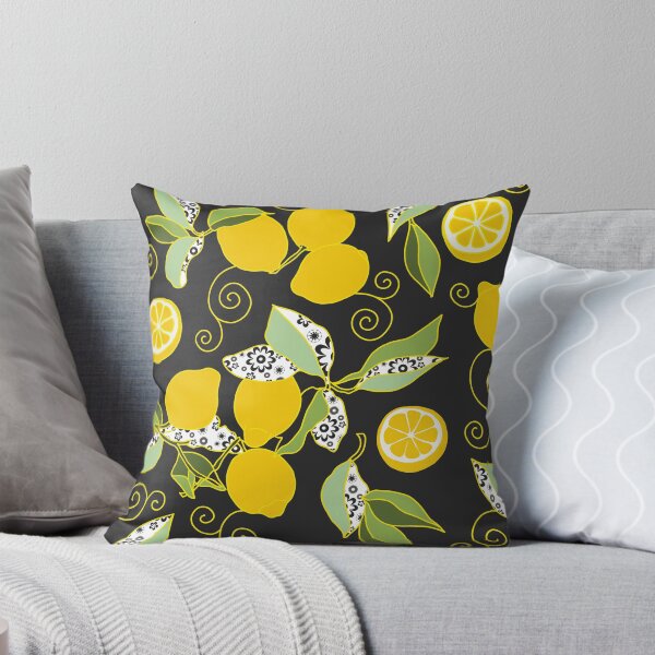 Item preview, Luscious Yellow Lemons with Black Background designed and sold by MausieDesigns.