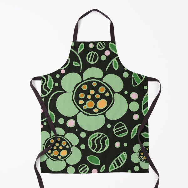 Item preview, Mod Mint Green Floral Pattern with Black Background designed and sold by MausieDesigns.