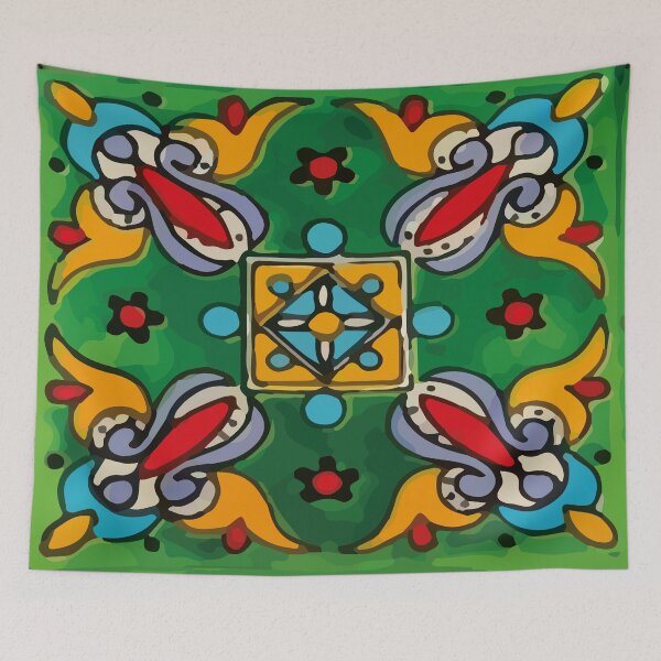 Item preview, Abstract green cruz mexican modern talavera tile wall designed and sold by T-Mex.