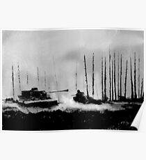 Tiger I battling T-34 tanks (Grey version) Poster