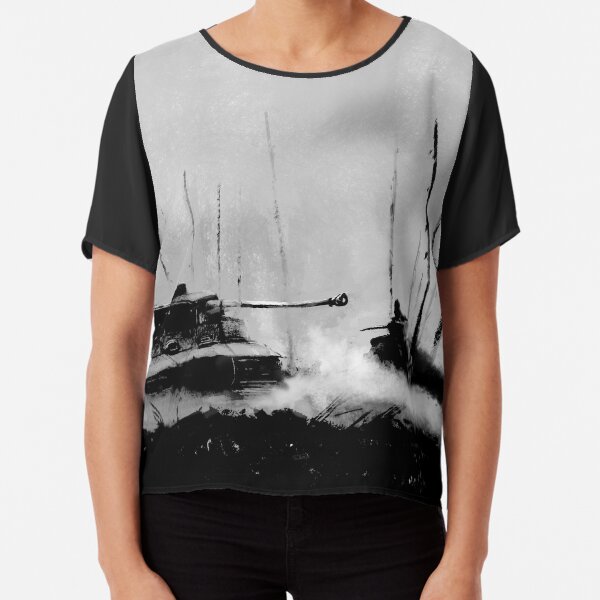 Tiger I battling T-34 tanks (Grey version) Chiffon Top