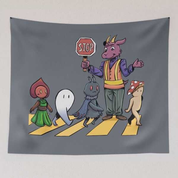 Item preview, Goatman Crossing Guard with walking Cryptids designed and sold by YazminCityArts.