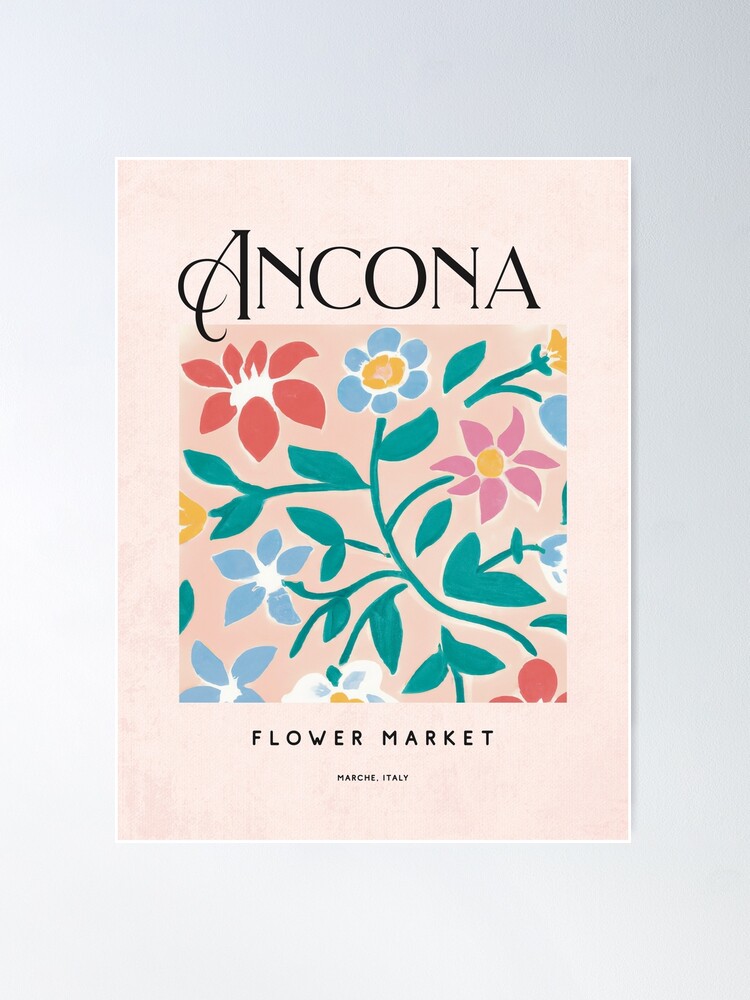 Flower Market Ancona Poster Italy 1960s Retro Art Plants Vintage Poster  for Sale by betternotes