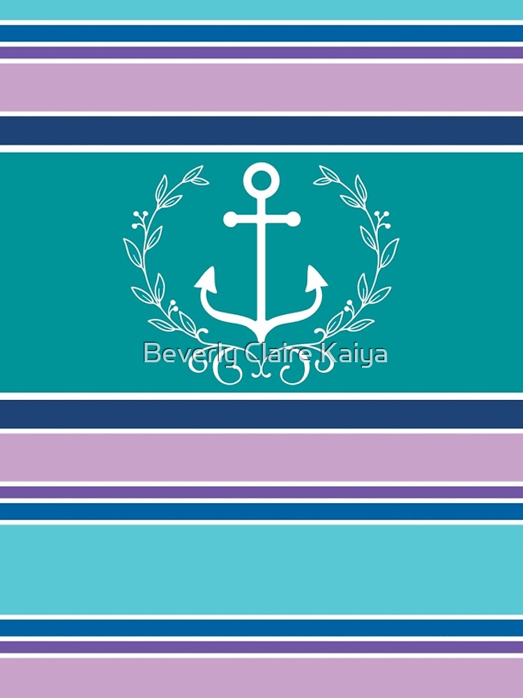 Nautical Wreath Anchor Coastal Teal Purple Blue Summer by beverlyclaire
