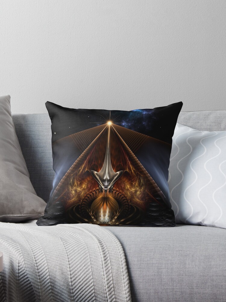 Visions Of Dragon Fire Fractal Art by Xzendor7 Decorative Art Print Throw Pillow