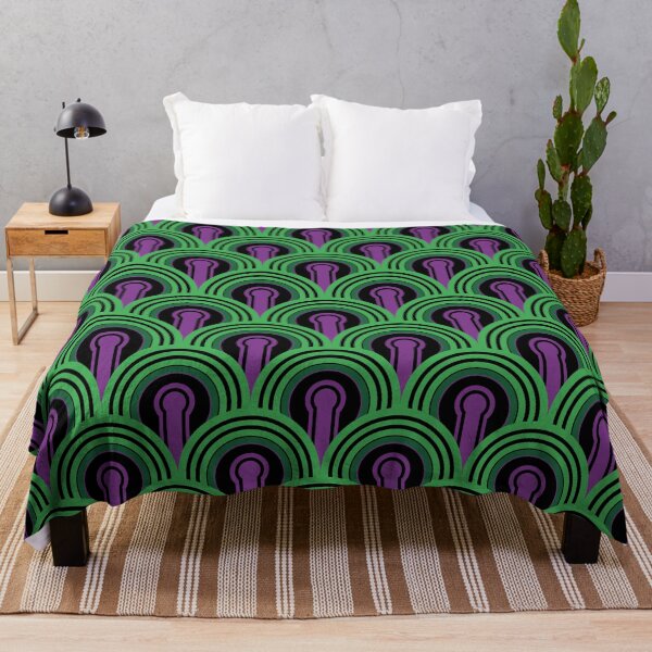 Overlook Hotel Carpet from The Shining: Purple/Green Throw Blanket