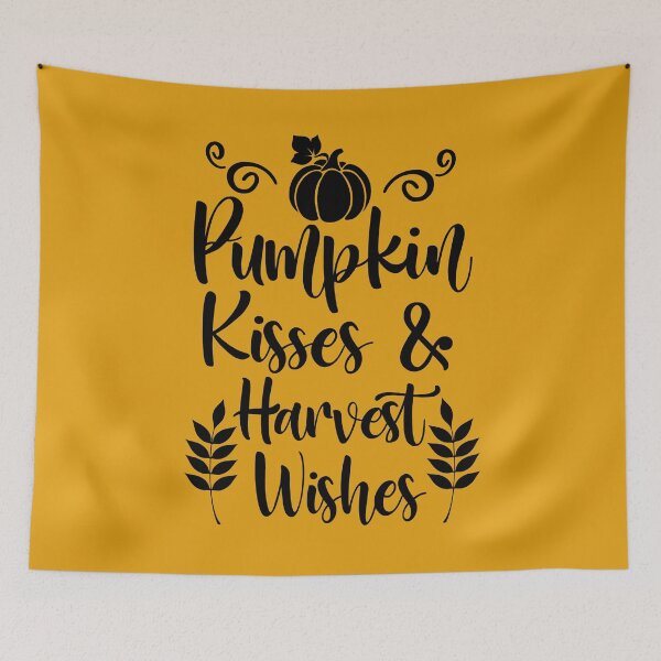 Item preview, Pumpkin Kisses and Harvest Wishes. Fall Quote, Autumn Quote, Harvest quote, Thanksgiving designed and sold by DesignHouse07.