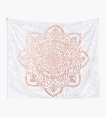 Rose Gold Mandala auf weißem Marmor Wandbehang