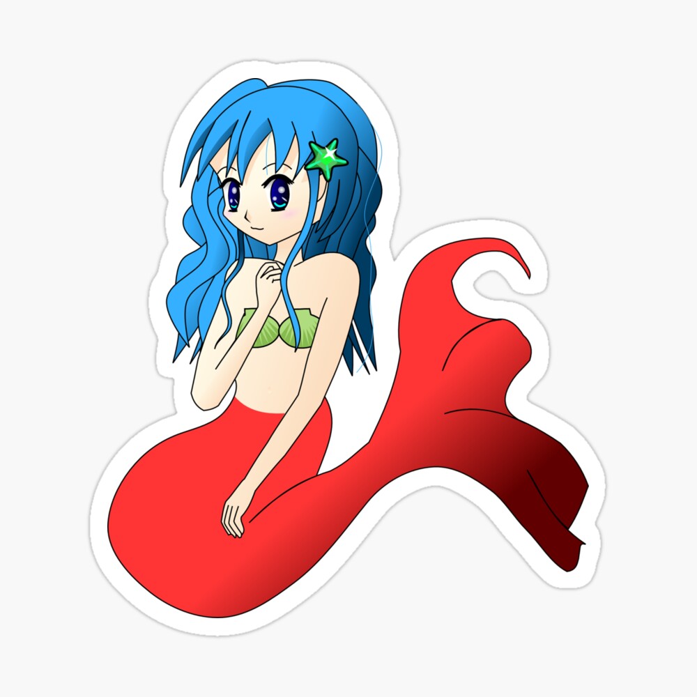 Japanese Anime Mermaid Girl With Blue Hair Japanese Anime Mermaid Girl With Blue Hair