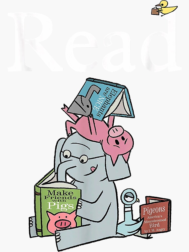 "It's A To Read A Book Elephant and Piggie " Sticker for Sale by