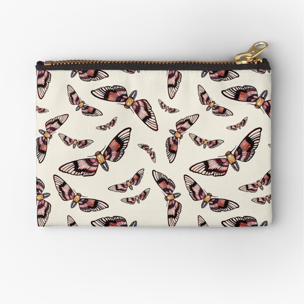 Watercolor Moth Pattern Zipper Pouch