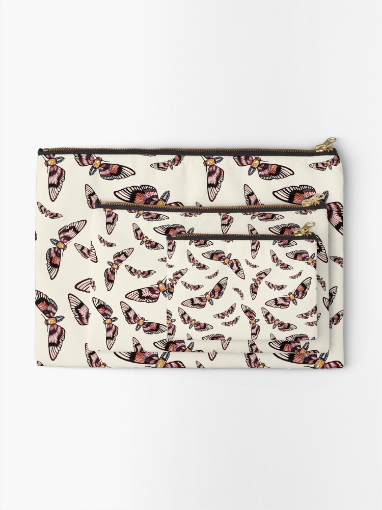 Alternate view of Watercolor Moth Pattern Zipper Pouch