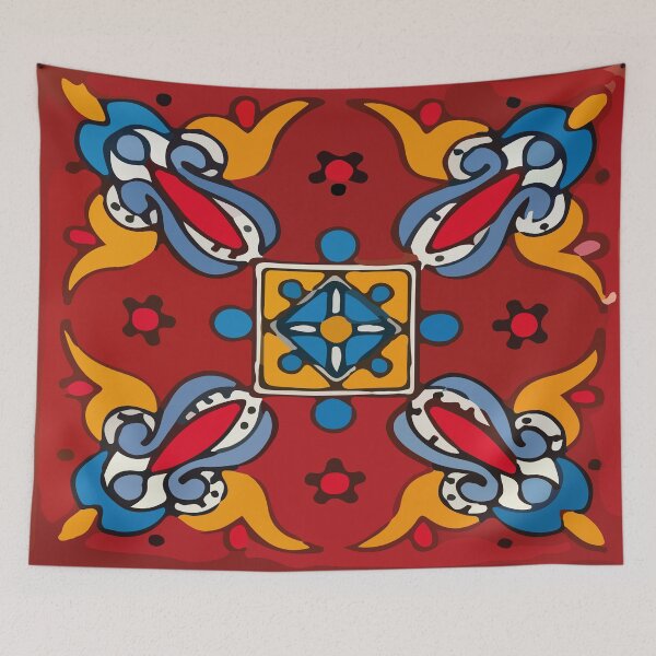 Item preview, Abstract terracotta cruz mexican modern talavera tile wall designed and sold by T-Mex.