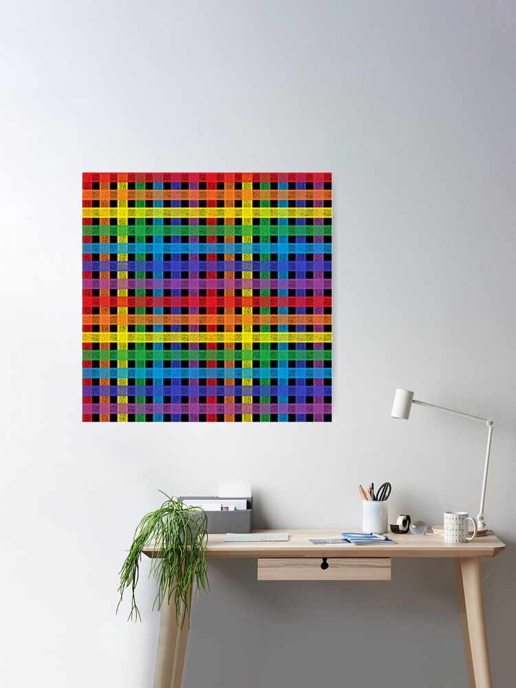 Rainbow Plaid Black  Poster for Sale by lornakay