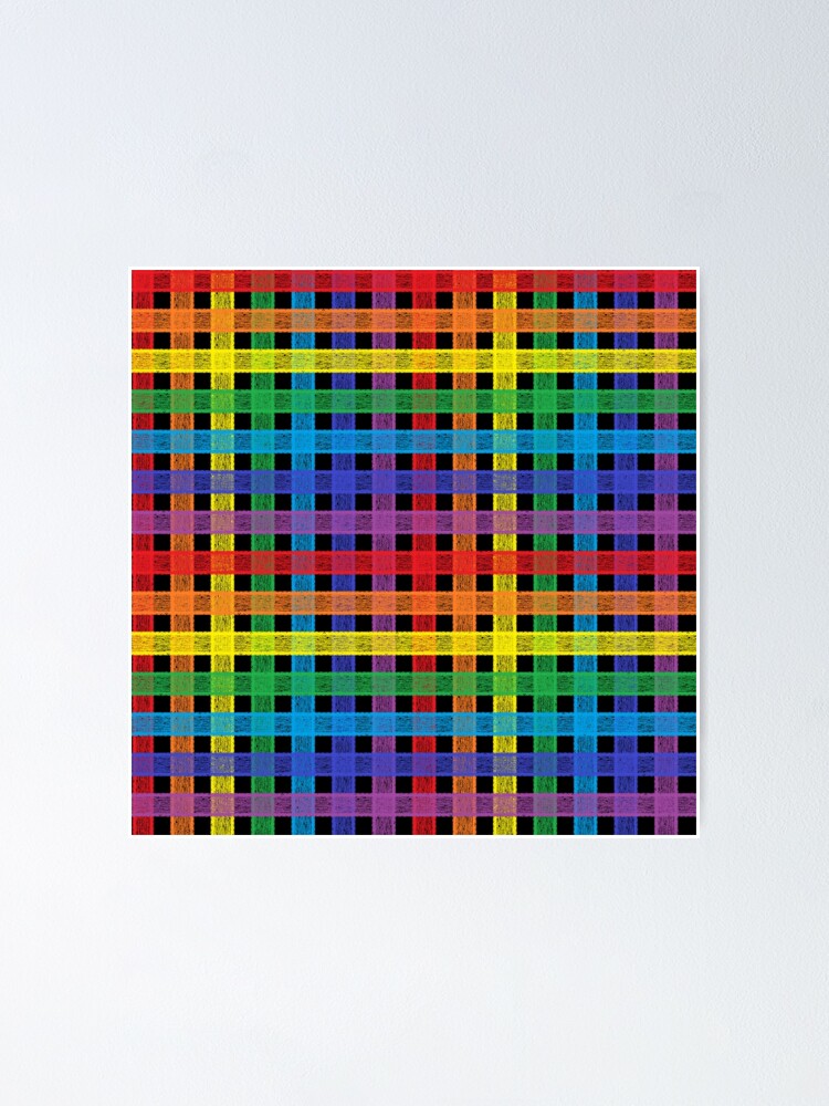 Rainbow Plaid Black  Poster for Sale by lornakay