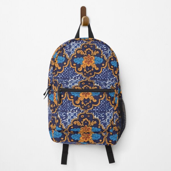 Item preview, Navy blue flower vintage pattern talavera tile designed and sold by T-Mex.