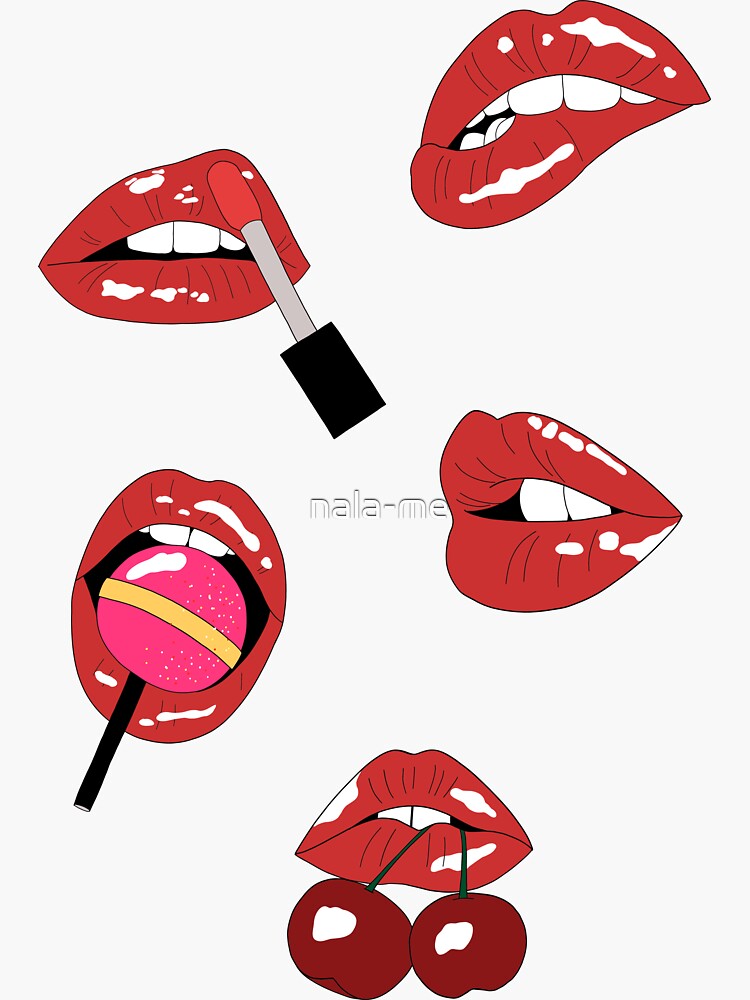 Sexy Red Lips Set Design Sticker For Sale By Nala Me Redbubble