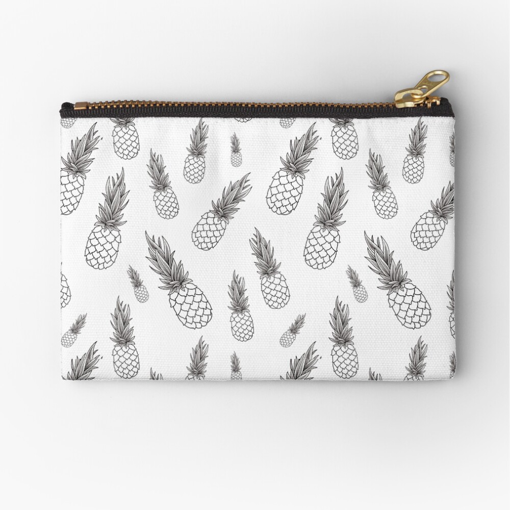Black and White Pineapple Pattern Zipper Pouch