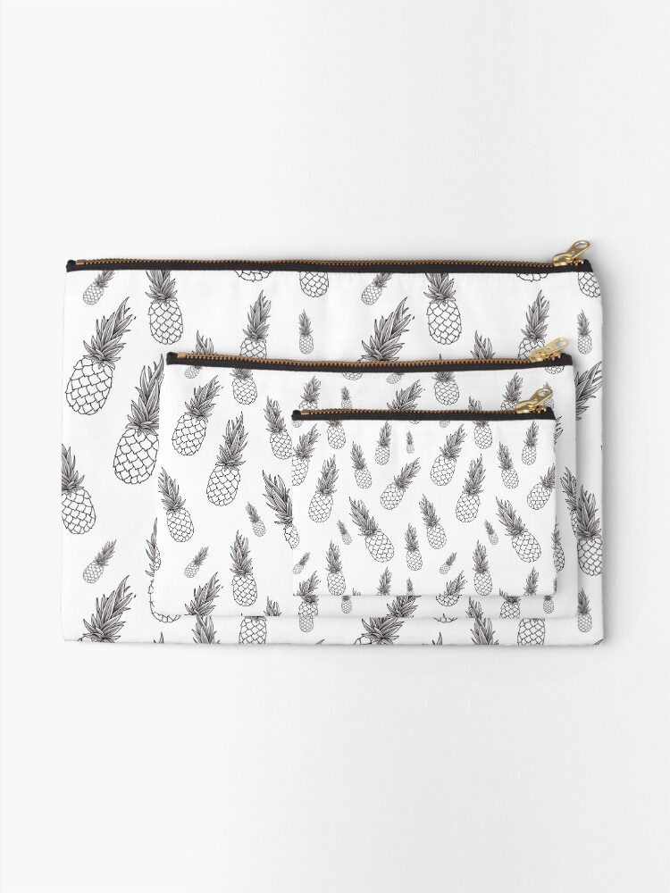 Alternate view of Black and White Pineapple Pattern Zipper Pouch